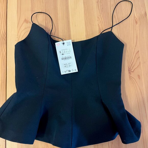Zara - Black Stretch Peplum Top - NWT - Picture 2 of 4
